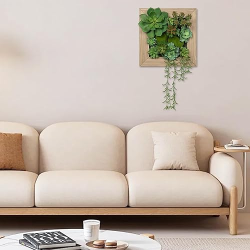 Arborus Plantes succulentes artificielles dans une boîte en bois - Plantes artificielles suspendues - Plantes artificielles - Décoration murale - Décoration murale - Table - Rebord de fenêtre - Nail Gallerys