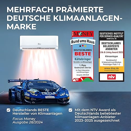 Kältebringer R290 Climatiseur Split au propane - 12000 BTU (3,5 kW) - Avec fonction chauffage - très silencieux & économe en énergie - kit complet, 5m conduite de frigorigène, matériel de Montage - Nail Gallerys