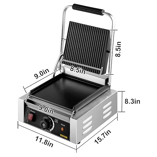 Happbuy Plaque de Cuisson Électrique Commerciale Plaque de Cuisson Plancha BBQ Acier Inox Ensemble Grill et Plaque Chauffante 1.8 KW - Nail Gallerys