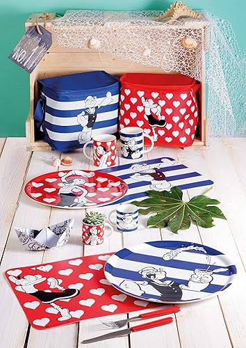 Excelsa Popeye & Olivia Lot de 2 assiettes à pizza, porcelaine, rouge/bleu - Nail Gallerys