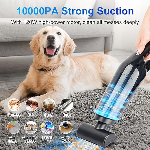 LAMA 10000 Pa Aspirateur Voiture Puissant, Mini Aspirateur à Main sans Fil Rechargeable avec Lavable Filtre HEPA, USB Aspirateur de Table pour Maison Voiture, Bureau, Cuisine, Noir - Nail Gallerys