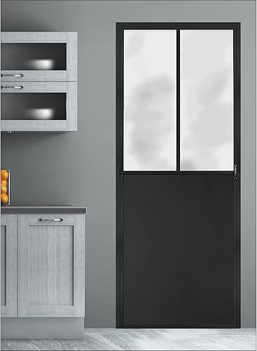 Sticker porte, trompe l'oeil porte atelier noir, style industriel, 204 cm X 73 cm - Nail Gallerys