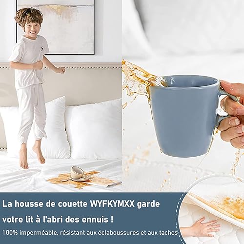 Housse de Couette imperméable Doux et Confortable Protège Couette imperméable hypoallergénique étanche Waterproof Duvet Protector (Gris Foncé,140 x 200 cm) - Nail Gallerys
