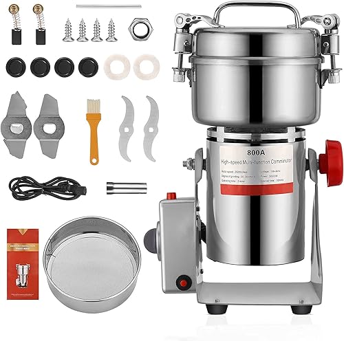 Moulin Céréales Grains Électrique, SEAAN Capacité 800g, Haute Puissance 1800w, Lames Ternaires, Broyage Rapide De Divers Matériaux Tels Que Riz, Sésame, Matières Médicinales, Etc. - Nail Gallerys