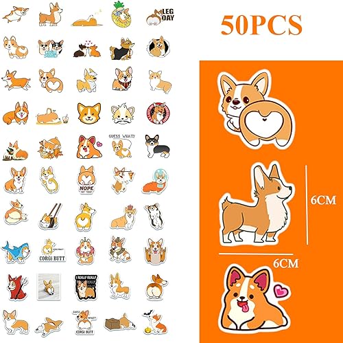 Lot de 50 autocollants Shiba Inu - En vinyle imperméable - Pour enfants - Motif animal - Pour voiture, moto, ordinateur portable - Nail Gallerys