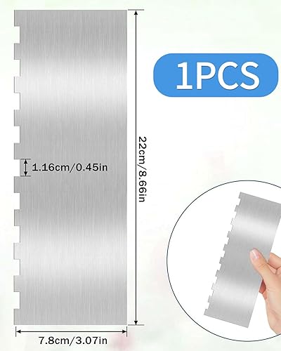 ZAMXHUG Grattoir à gâteau en métal - 1 pcs grattoir Gateau Patisserie,lisseur Gateau Patisserie,Lisseur Gateau Patisserie en Acier Inoxydable, Lisseur Patisserie,Dentelée Simple Face,22x7,7cm - Nail Gallerys