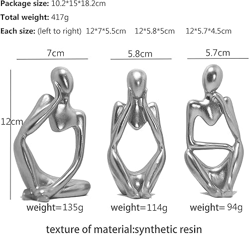Moderne Statue Decoration Interieur, Penseur Ornements Sculpture Abstraite, Moderne Accessoires Décoration Statuette Resine, Cadeaux Noël, Sculptures Décoratives Maison Bureau (Noir) - Nail Gallerys