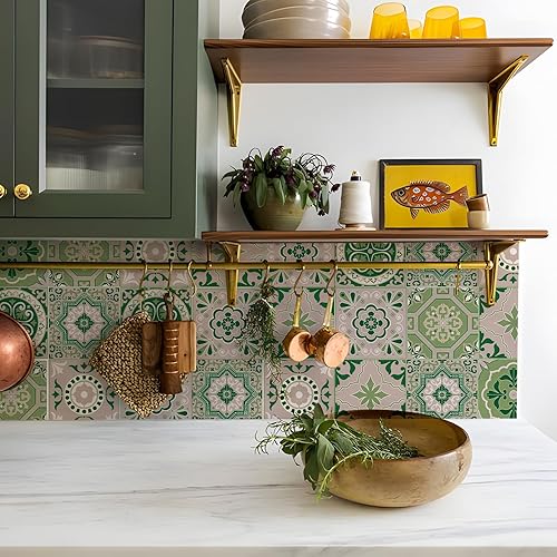Alwayspon Lot de 25 autocollants de transfert pour carrelage de salle de bain, cuisine, crédence, carrelage mural en vinyle à décoller et coller - Vert sauge - 15 cm - Nail Gallerys