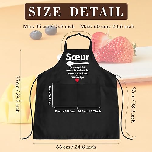 QONCV Cadeau Soeur, Cadeau pour Ma Soeur Tablier Apron Aproron Femme Anniversaire Noel Paques Saint Valentin Merci Retraite Remerciements Original Cadeaux Idee - Nail Gallerys