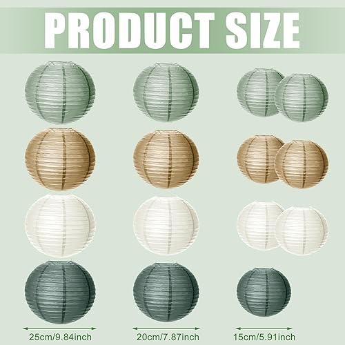 Lot de 15 lanternes en papier - Décoration de fête de mariage - Vert sauge - Décoration de fête pour jardin, fête nuptiale, fête prénatale, anniversaire, remise de diplôme, accessoires de mariage - Nail Gallerys