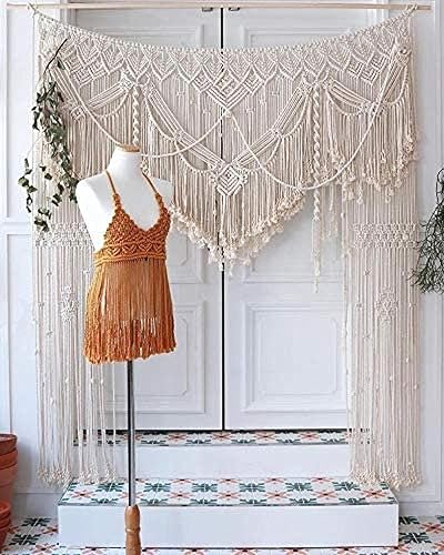 S.N.HANDICRAFTS Grand rideau en macramé pour décoration murale de mariage 152 x 213 cm, 60x85 - Nail Gallerys