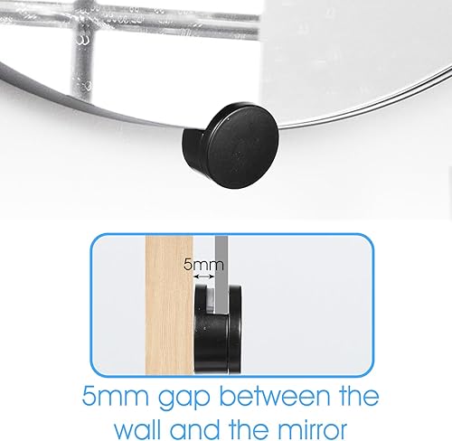 HJZHII Lot de 6 supports de miroir sans cadre, 3-5 mm, kit de quincaillerie pour miroirs robustes à suspendre au mur avec vis métalliques pour commode de salle de bain, verre épais, noir - Nail Gallerys