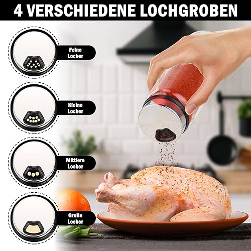 LEEPAT Boîtes à épices rondes avec 4 types de trous d'épices pour épices ou herbes dans la cuisine ou les barbecues en plein air, 300 ml - Nail Gallerys