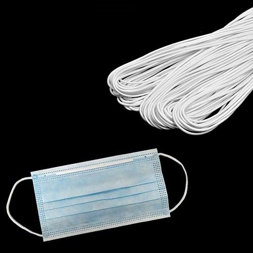 KARELIFE Cordon Élastique 3mm 120m Bande Élastique pour Masque, Masques Ronds Ligne Élastique Cordon Élastique Bande Élastique, Caoutchouc Rond à Tricoter Bricolage, 120 Mètres (Blanc) - Nail Gallerys
