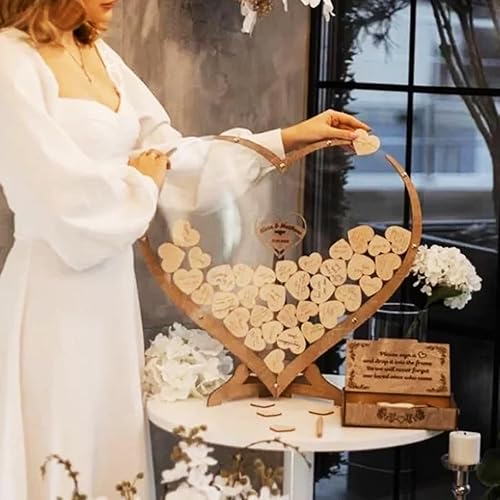 Alternative au livre d'or de mariage personnalisé Livre d'or personnalisé en forme de cœur Boîte d'invités en bois en forme de cœur Signe des visiteurs Fête - Nail Gallerys