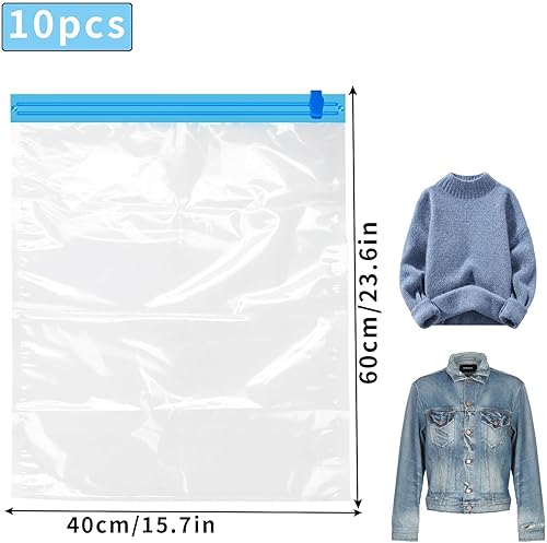 10 Pièces Sac de Compression Voyage 35x50cm Sac Sous Vide Vetement Voyage Valise Imperméable et Réutilisable Sac de Rangement Sous Vide Sans Aspirateur pour Vêtements, Feuilles,Chaussettes,Literie - Nail Gallerys