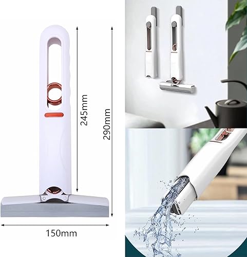JurciCat Mini vadrouille de nettoyage de bureau Balai à laver avec fonction d'essorage Mini Mop Set pour bureau fenêtre voiture salle de bain cuisine (1 manche à écraser + 2 têtes de balai) - Nail Gallerys