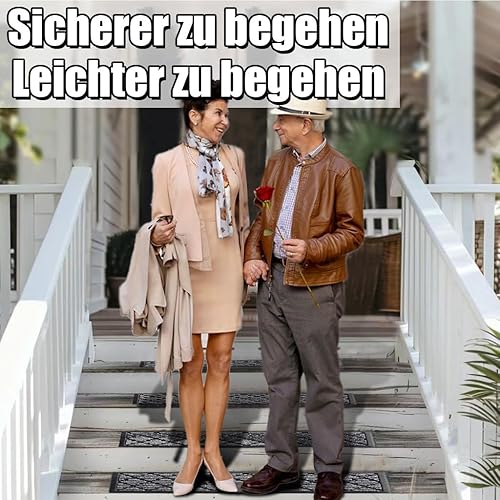 Aucuda Lot de 2 tapis d'escalier d'extérieur en caoutchouc, 76 x 22 cm, résistants aux intempéries et antidérapants, isolation thermique, tapis en caoutchouc antidérapant pour l'extérieur, tapis - Nail Gallerys