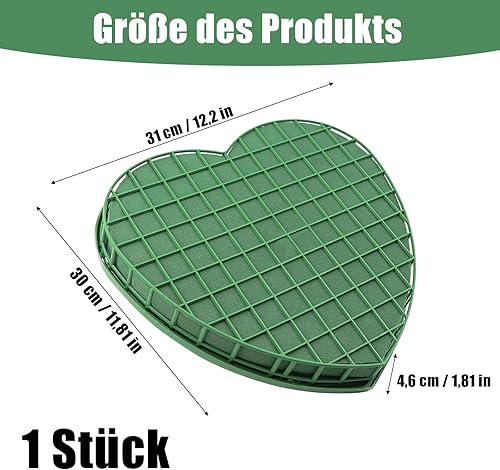 Coeur en Mousse à Fleurs, 31 cm Mousse pour Compositions Florales DIY, Coeur en Mousse Florale avec Treillis, avec Ventouse, Peut Etre Utilisé pour Les Fêtes - Nail Gallerys