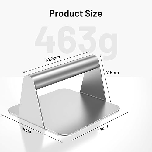 Presse à Hamburger en Acier Inoxydable 304, Presse à Viande Carrée de 5,5 Pouces, Presse-gril, Idéal pour Barbecue, Pique-nique, Maison, Facile à Nettoyer (14 * 14cm) - Nail Gallerys