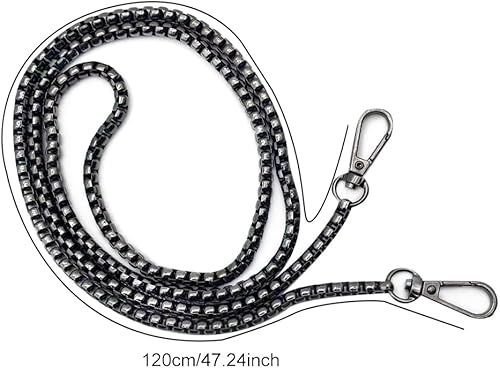 Anwangda Sangle de transport pour sac à main, 120 cm, en métal, bandoulière de rechange avec boucles en métal, chaîne de sac amovible pour sac à bandoulière, porte-monnaie, sac à main (noir) - Nail Gallerys