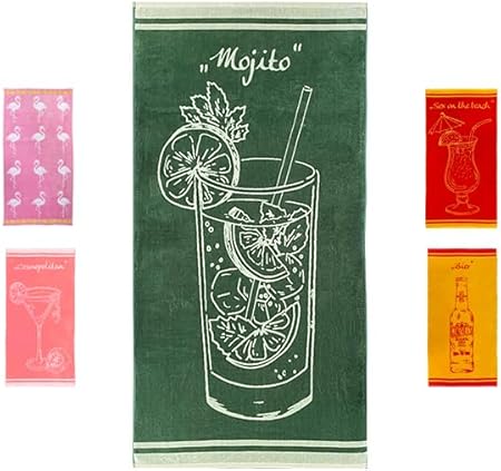 jilda-tex Serviette de plage 90 x 180 cm - Serviette de plage - 100 % coton - Velours éponge - Facile d'entretien - Mojito - Nail Gallerys