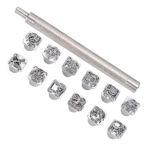 Ensemble d'outils de Fabrication du Cuir, Kit de Tampons de Gaufrage pour Sculpture sur Cuir avec 12 Motifs du Zodiaque - Nail Gallerys