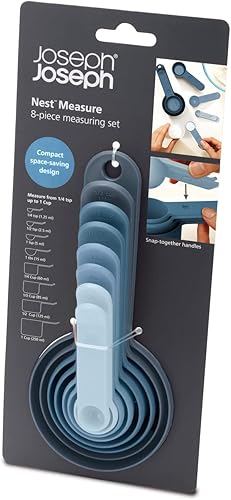 Joseph Joseph Nest Ensemble 8 Tasses et Cuillères à Mesurer, Tasses Doseuses Empilables, Outils de Cuisine, Bleu Ciel - Nail Gallerys