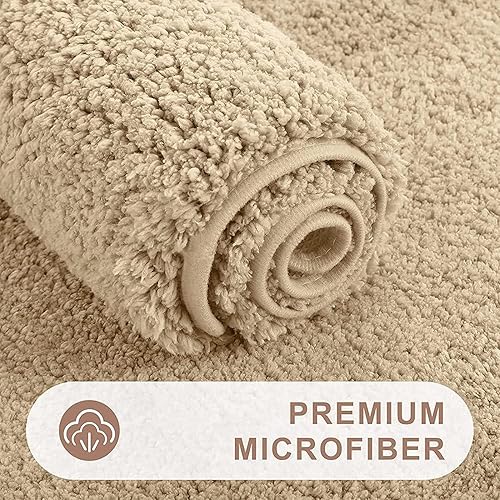 Homaxy Tapis de salle de bain antidérapant lavable - Doux et moelleux - En microfibre - Rond - 90 cm de diamètre - Beige - Nail Gallerys