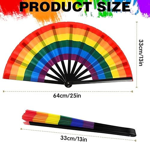 HINGTAI Lot de 2 éventails Pliables Arc-en-Ciel pour Rave, Gay Pride, LGBT, LGBTQIA+, rafraîchissants, colorés, claquant à la Main, décoration de fête,Rainbow Ventilateur Pliant Couleur Hand Fan - Nail Gallerys