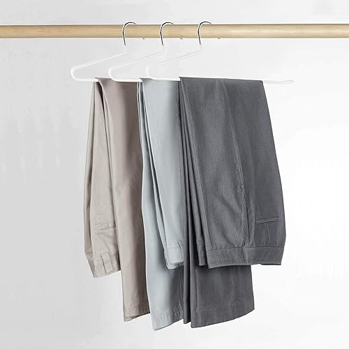 BOMOE Cintre Metal Lot de 20 cintres Blanc - Cintres Pantalon Anti-Glisse avec Barre de Pantalon Anti-Glisse et Design Ouvert pour Un accrochement Facile - Cintres Metal Kian - Nail Gallerys