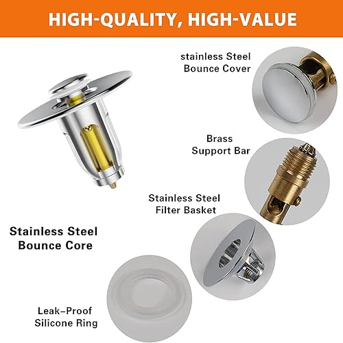 Bouchons d'évier universels pour Salle de Bain et Cuisine - avec Noyau en Billes - Filtres de vidange Pop-up - Nail Gallerys