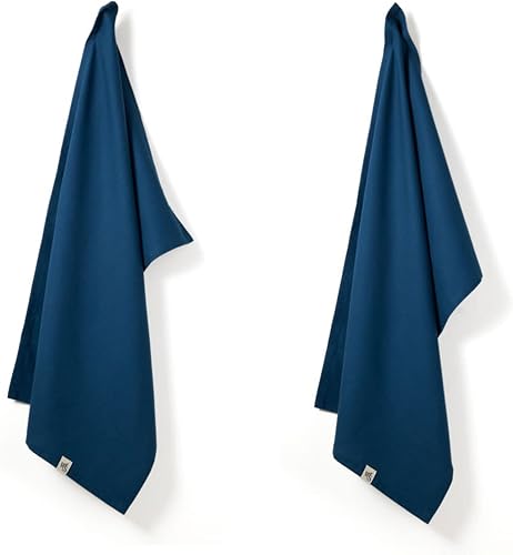 Wild & Stone | Lot de 2 torchons de cuisine en coton bio | Tissage à chevrons | Bleu océan - Nail Gallerys