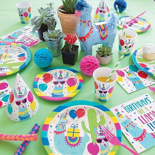Unique Party 73224 - Assiettes en Carton - 18 cm - Fête d'Anniversaire à Thème Lama - Paquet de 8 - Nail Gallerys