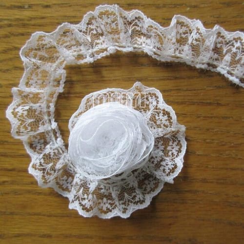 10 metres plissé Dentelle Edge Réuni à volants en maille filet Blanc Bordure en dentelle ruban festonné Crochet mince garnitures pour adhésif vêtement de décoration Home Decor Single Edge, 2cm blanc - Nail Gallerys