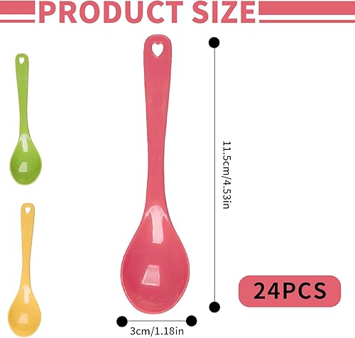 HAYGEM 24 Pièces Petite Cuillère à Dessert en PP 11.5 cm, Cuillere Plastique Jetable Polyvalente, Petites Cuillères avec Trou de Suspension pour Cœur, pour les Soupes Chaudes, Yaourts, Desserts - Nail Gallerys