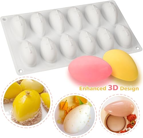 Quenelle Moule en Silicone pour Chocolat Gâteau Dessert Mousse Glace 12 Cavités, 2125-v2-23-9 - Nail Gallerys