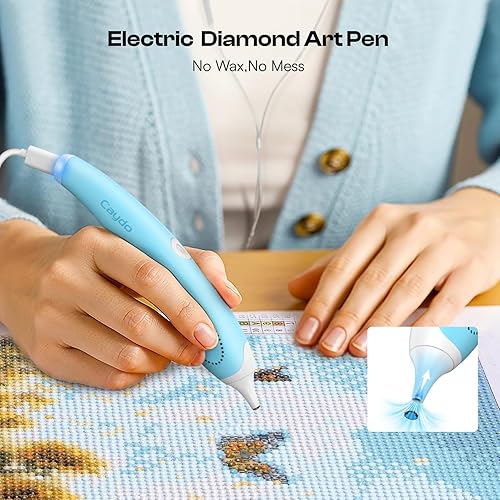 Caydo Stylo Électrique Diamant Painting avec Aspiration - Stylet Diamond Painting Ergonomique - Outil Multi-Embouts sans Cire pour Strass AB, Accessoire Diamond Painting (Rose) - Nail Gallerys