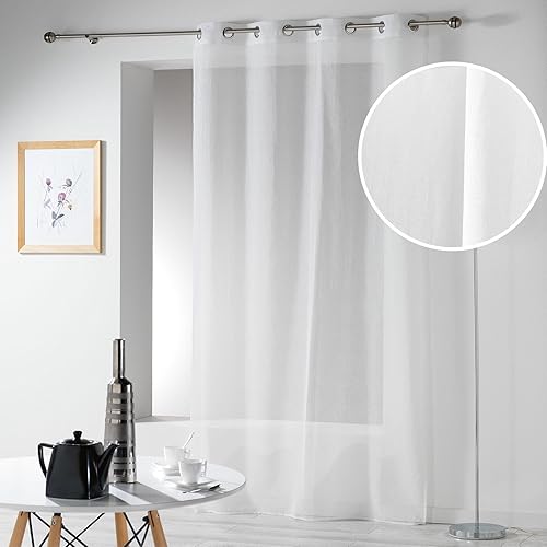 Douceur d'Intérieur, Voilage à Oeillets (140 x 280 cm) Telma Blanc, Etamine Crash - Nail Gallerys