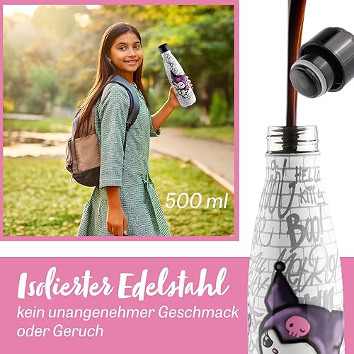 Coriex Stitch Gourde pour enfant - Bouteille isotherme en aluminium sans BPA 500 ml - Isolée - Bouteille d'eau durable - Cœur bleu - Nail Gallerys