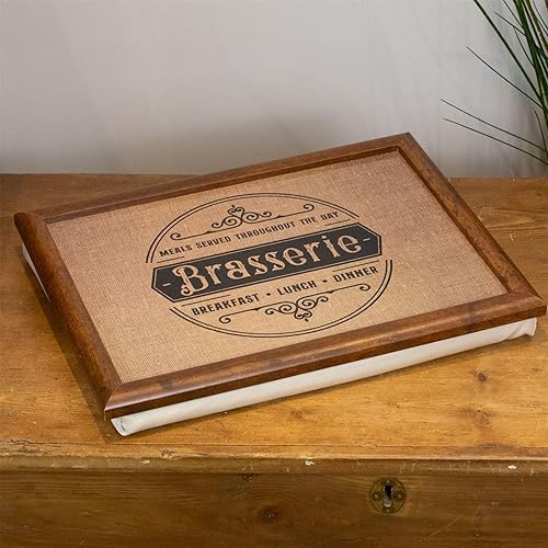 Plateau de style vintage français avec coussin | Grand plateau rembourré pour les genoux | Plateau rembourré avec coussin de pouf – Design varié 1 fourni 43 x 32 cm - Nail Gallerys