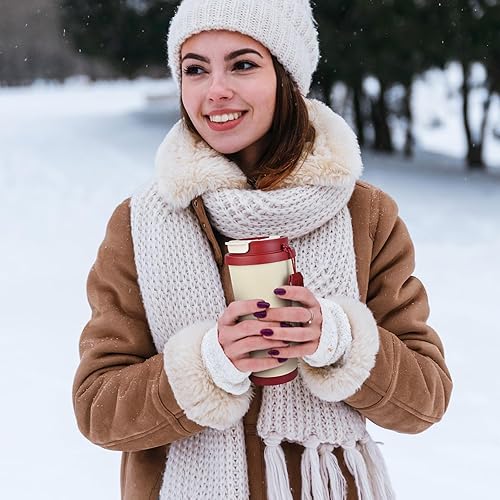 Tasse à café de voyage de grande capacité avec couvercle et paille - En acier inoxydable - Isolation sous vide à double paroi - 530 ml - Noir crépuscule (muguet de la vallée) - Nail Gallerys