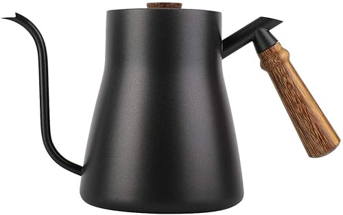 Cafetière, cafetière à poignée en bois en acier inoxydable épaissi avec thermomètre, bec long et fin soigneusement conçu, Versez sur la bouilloire à caféadapté pour le thé et le café - Nail Gallerys
