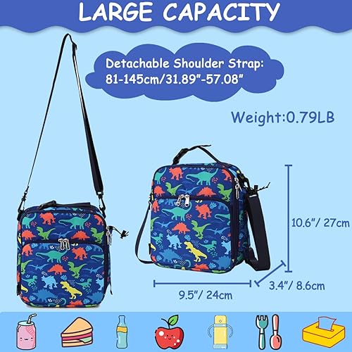 Sac Isotherme Repas Garcon,Mignon Lunch Box Enfant Boite A Gouter Sac À Déjeuner Sac À Lunch Bags Box Avec Bandoulière Amovible Pour Pique Nique École Dinosaure - Nail Gallerys