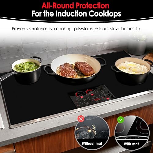 Cook's Aid Tapis à induction, noir, tapis de protection pour plaque à induction, couvercle de plaque à induction, couvercle de plaque de cuisson (52 x 78 cm) - Nail Gallerys