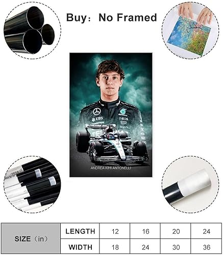 MOHTOY Poster sur toile Andrea Kimi Antonelli - Décoration murale pour salon, chambre à coucher - 30 x 45 cm - Nail Gallerys