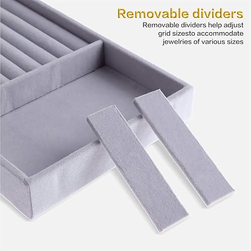 Stocomodi Organisateur Bijoux, Rangement Bijoux Tiroir, Lot de 4 Plateau Presentoir Support Dressing Bijoux Gris - Nail Gallerys