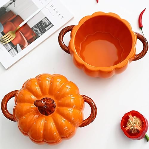 Mini cocotte avec couvercle, 17 cm - 1,5 l - En céramique - Avec cuillère - Pour four, lave-vaisselle, micro-ondes - Jolie sauteuse (orange-02) - Nail Gallerys