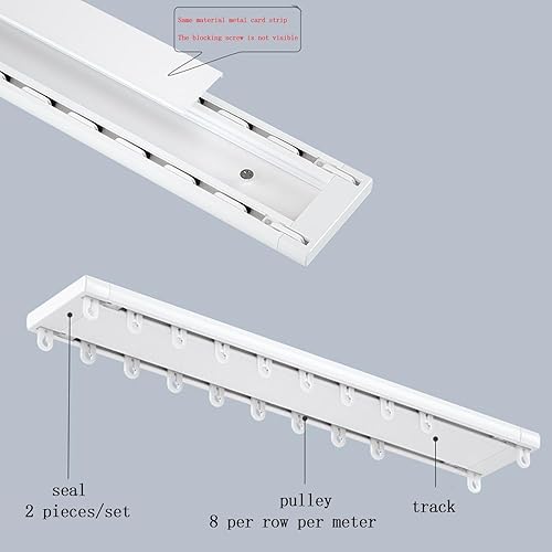 Double rail de rideau, rail de plafond en aluminium rail de rideau rail de rideau lourd, approprié pour le salon salle de bains chambre à coucher cloisonné rail de plafond Kit,White-2.8m - Nail Gallerys