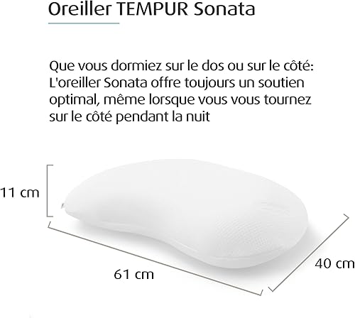 Tempur Sonata Coussin en Microfibre Blanc Taille S - Nail Gallerys